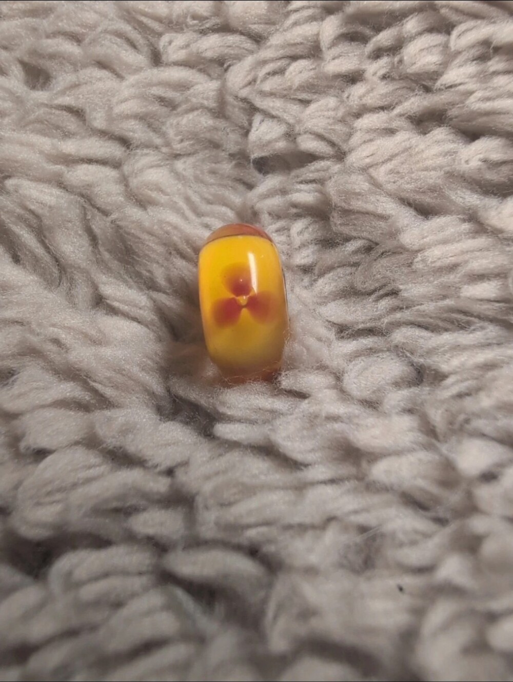 Trollbead Orange Yellow Floral Glass Bead Charm Silver